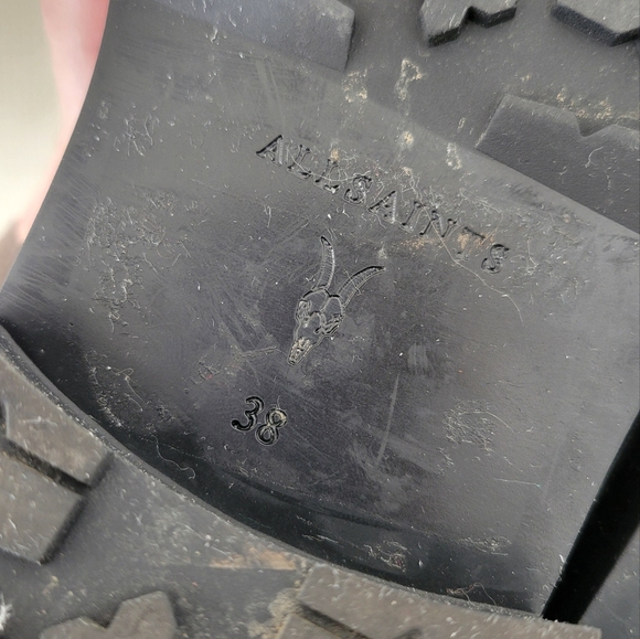 All Saints Lace Up Side Zipper Tan Taupe Suede Lug Combat Boots - Picture 11 of 13